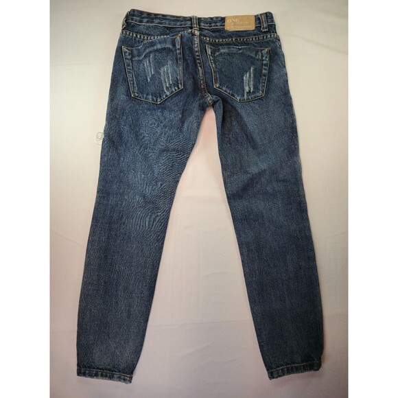 ONE X ONE TEASPOON FREEBIRD Skinny ZIPPER Ankle Jeans Distressed Ripped Size 22 - Picture 9 of 14